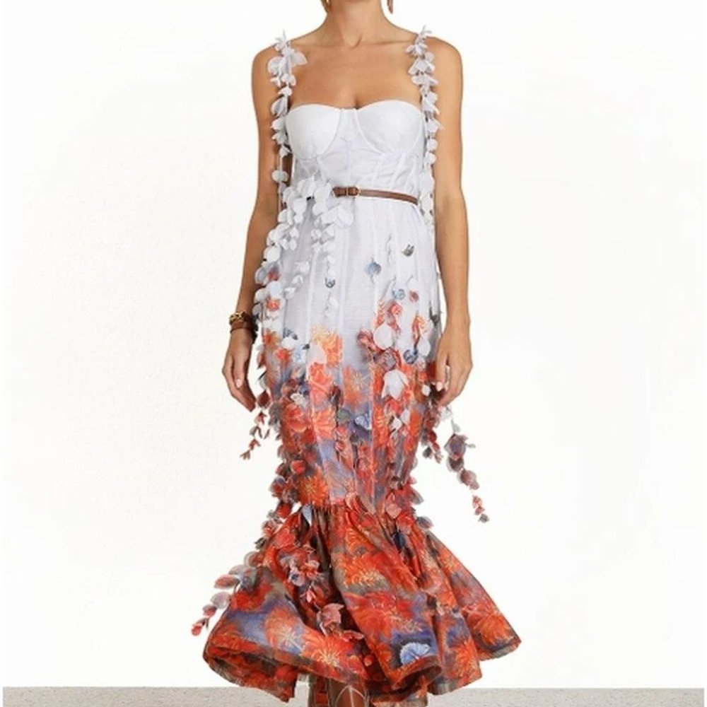 Zimmermann Wild Botanica Printed Petal Midi in Size 0P - WildFlower